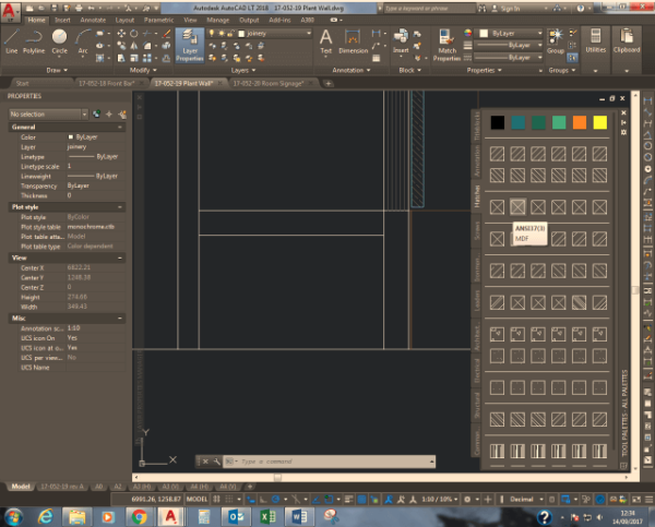 An AutoCAD tool Palette of Hatches