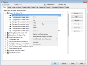 Copying AutoCAD's default support path