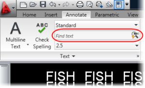 AutoCAD's find and replace command On the Ribbon