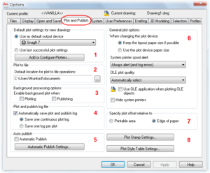 AutoCAD Options Plot and Publish