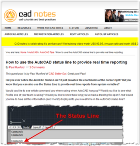 How to use the AutoCAD status line to provide real time reporting CAD Notes