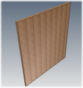 A panel, with veneers and lippings modelled in Autodesk Inventor