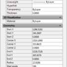 The AutoCAD Properties palette - Arc properties