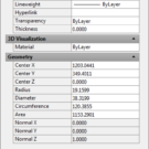 The AutoCAD Properties palette - Circle properties